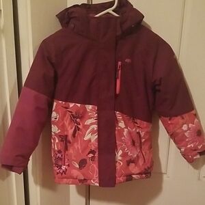 Kids Floral Puffer Jacket - Purple and Pink